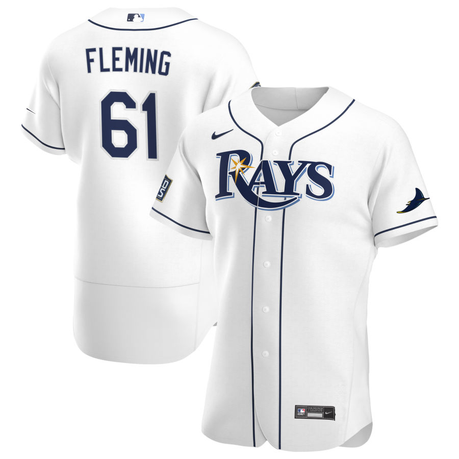 Tampa Bay Rays #61 Josh Fleming Men Nike White Home 2020 World Series Bound Authentic Player MLB Jersey